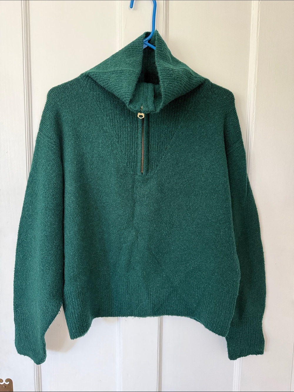 J. Crew Merino/Alpaca blend 1/4 zip sweater, EUC, Medium, Forest Green